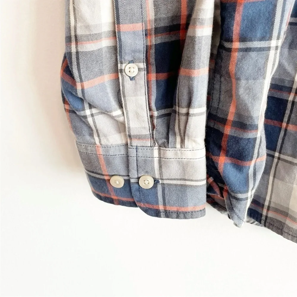 The North Face Men's Plaid Button Up Casual Shirt Blue Gray Medium